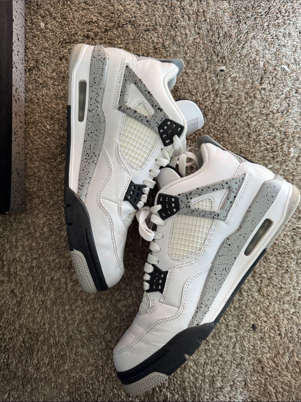 Jordan Retro IV White and Cement Grey Sneakers - Picture 3 of 5